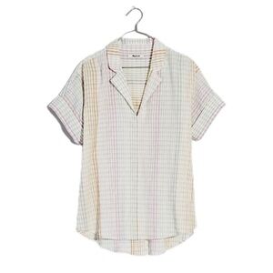 Barely used Madewell Lakeline Popover Shirt in Ombre Rainbow Grid Large